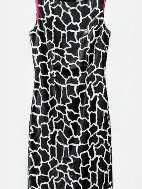FLORES & FLORES VINTAGE Silk Black and White Patterned Women's Dress